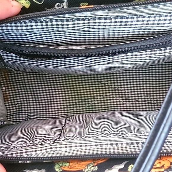 Pumpkin & Ghost Mini Halloween Print Zip Square Shoulder Bag Purse Tote 10" - Picture 17 of 17